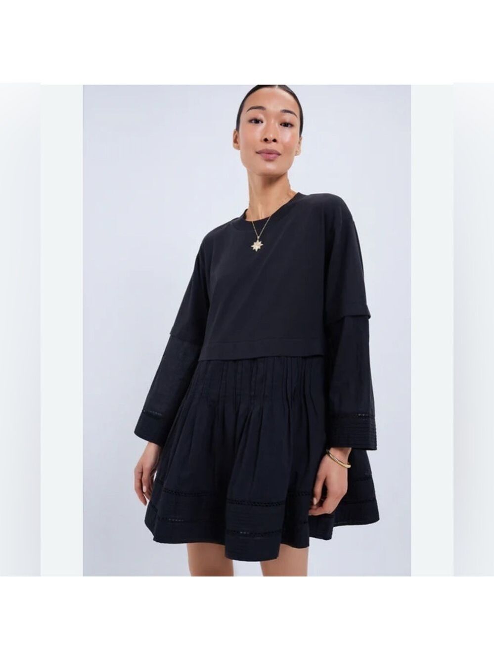 Sea New York Tunic Mini Cotton Dress in Black Size 0